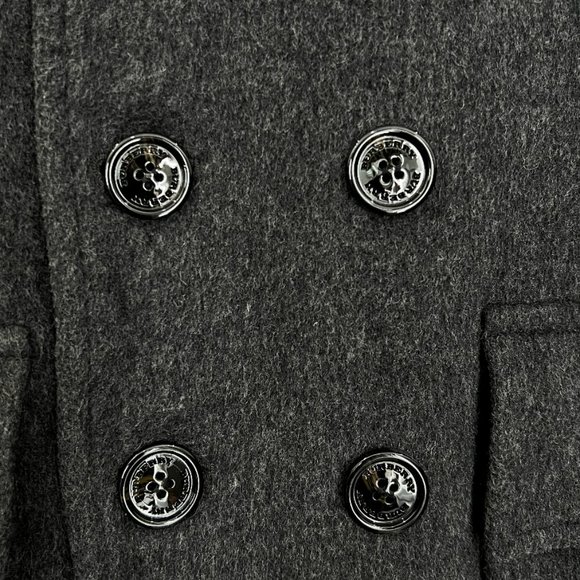 Burberry Charcoal Gray Double-Breasted Wool Coat Jacket Men's Large - Picture 4 of 9